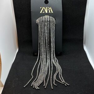 Zara Silver Rhinestone Hair Clip Tassel